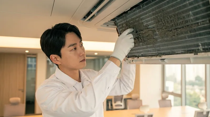 송파구 잠실동 2in1 에어컨 분해청소 현장 디테일