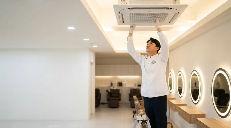 강남구 논현동 상가 업소용 에어컨청소 메인 작업